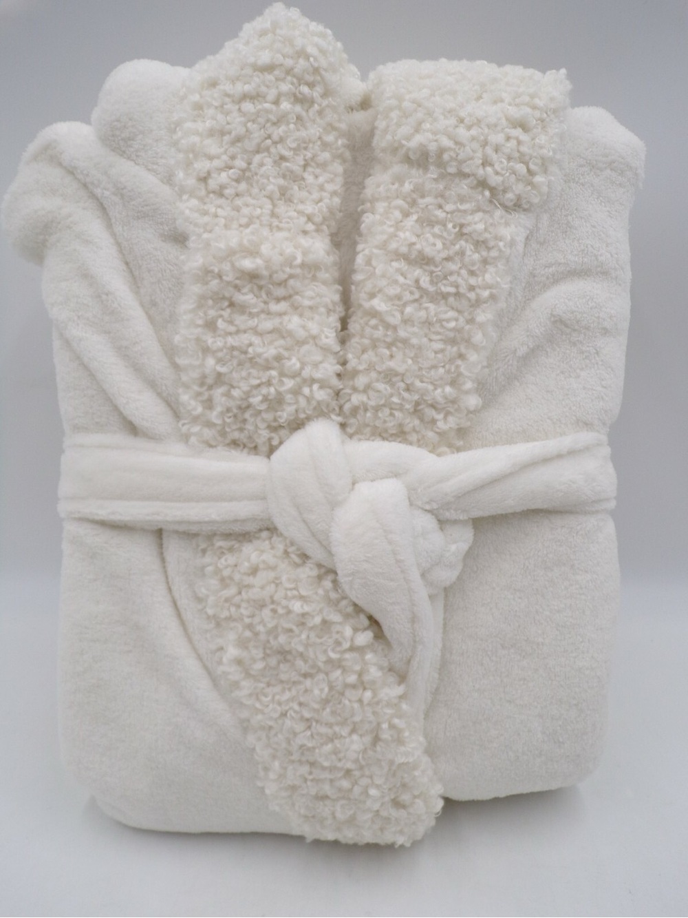 Pottery Barn Teddy Faux Fur Trim Robe White size small